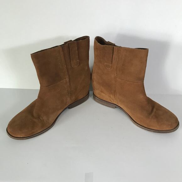 Kenneth Cole Reaction Boots Booties Size 10M Tan Brown Suede Pull On Slight Heel - Picture 5 of 13